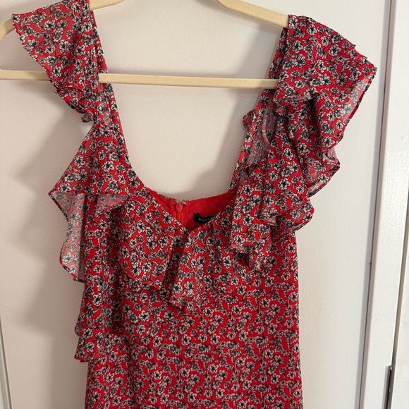 MARISSA WEBB Red Floral Ruffle Tiered Midi Dress - Picture 4 of 11